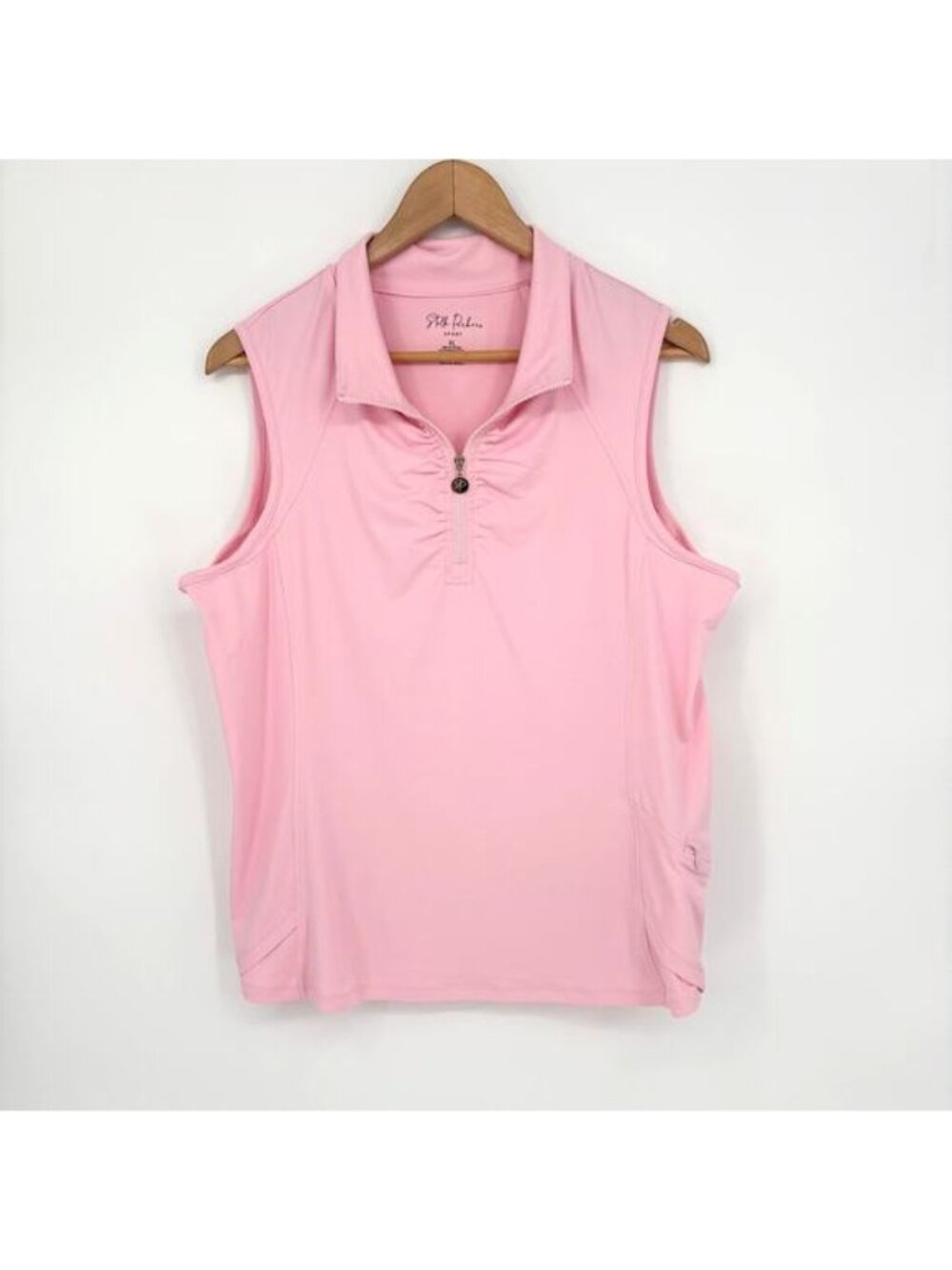 Sport Quarter Zip Pink Sleeveless Top Size XL